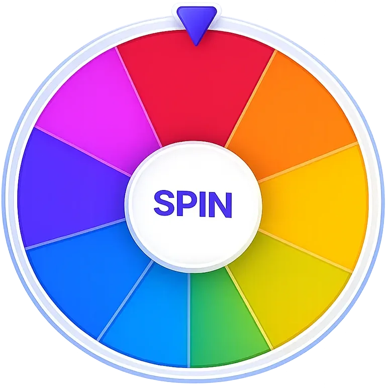Colorful spin wheel with Spin button in the center